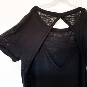 FREE PEOPLE basic black t-shirt with open back NWOT